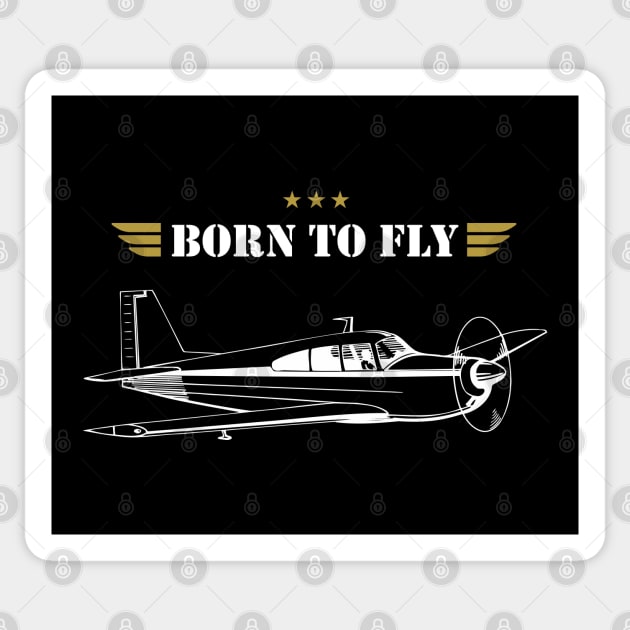 BORN TO FLY Plane Pilot - single airplane Sticker by Pannolinno